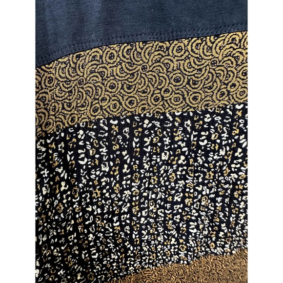 Carole Little sz 6 Mixed Print Floral Black Mustard Yellow Midi Dress Boho Artsy - Picture 6 of 7